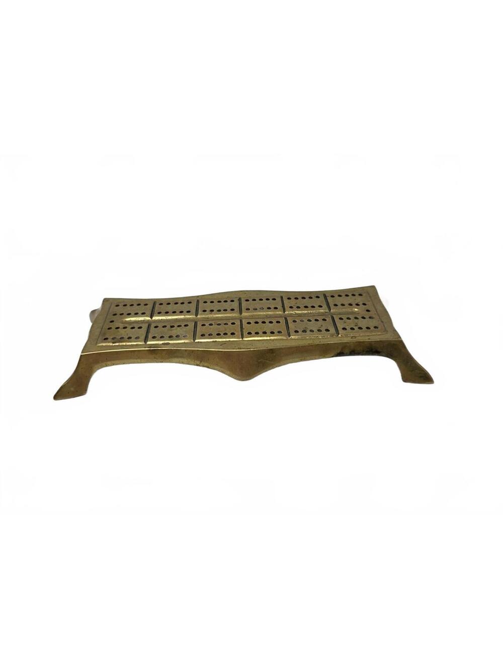 Vintage Brass Cribbage Board Footed MECO Style Game Counter No Pegs